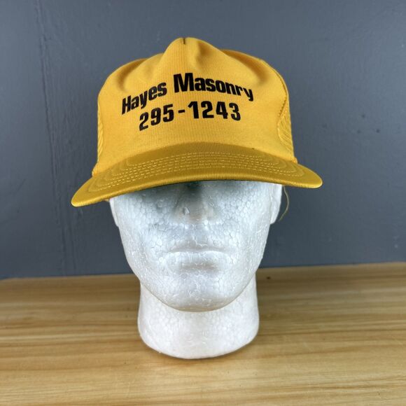 Hayes Masonry Trucker Hat Snapback Adjustable Cap Yellow - Picture 1 of 7
